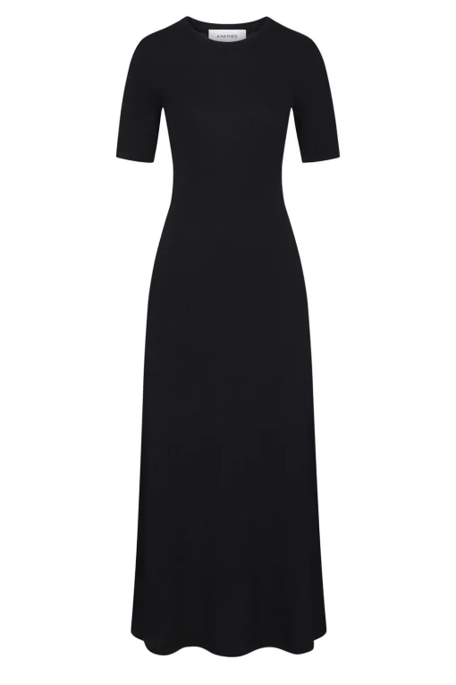 Sale Anemos Short Sleeve Midi Dress - Black Dresses