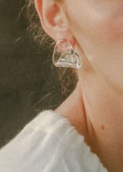 New Annika Inez Glossy Fold Over Earrings Handmade Jewelry