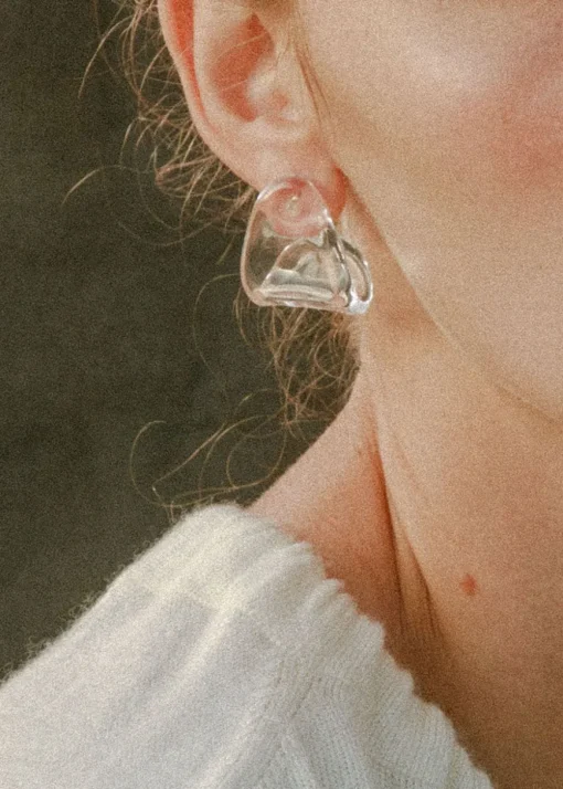 New Annika Inez Glossy Fold Over Earrings Handmade Jewelry