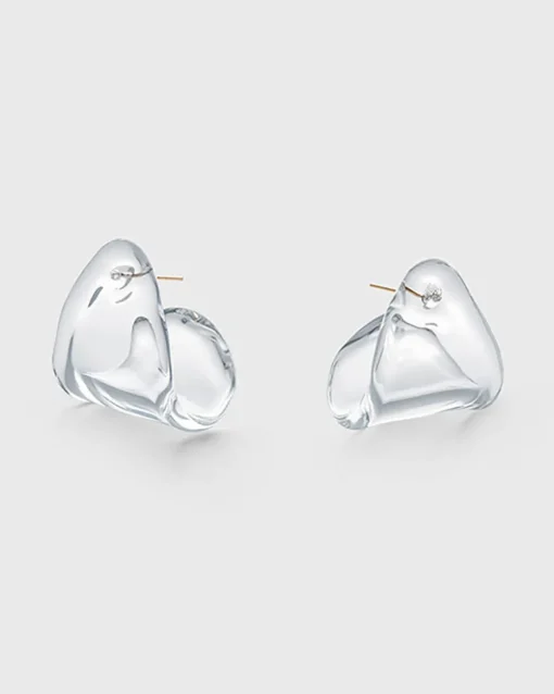 New Annika Inez Glossy Fold Over Earrings Handmade Jewelry