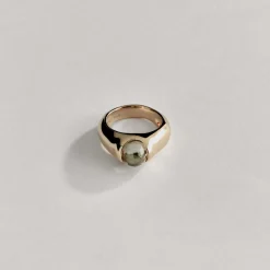 Clearance Annika Inez Rolling Stone Ring | Gold Green Amethyst Handmade Jewelry