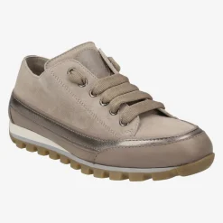 Fashion Candice Cooper Janis Low Sneaker Strip Taupe Gold Metallic Shoes