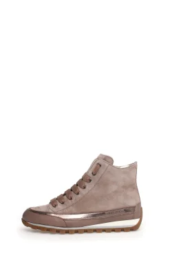 Online Candice Cooper Janis Strip I Leather + Velour High Top Sneakers | Taupe Shoes