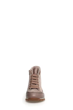 Online Candice Cooper Janis Strip I Leather + Velour High Top Sneakers | Taupe Shoes
