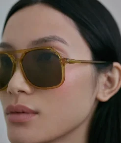 Outlet Carla Colour VITO CARAMELLA / oversized, yellow aviator sunglasses Accessories