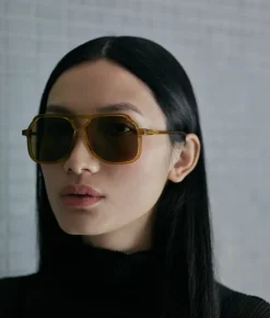 Outlet Carla Colour VITO CARAMELLA / oversized, yellow aviator sunglasses Accessories