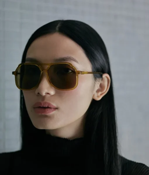 Outlet Carla Colour VITO CARAMELLA / oversized, yellow aviator sunglasses Accessories