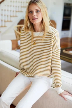 Best Emerson Fry Carolyn Sweater in Marigold Stripe Organic Tops