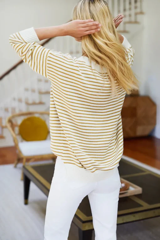 Best Emerson Fry Carolyn Sweater in Marigold Stripe Organic Tops