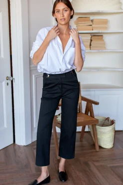 Fashion Emerson Fry Essential Black Twill Pant Bottoms