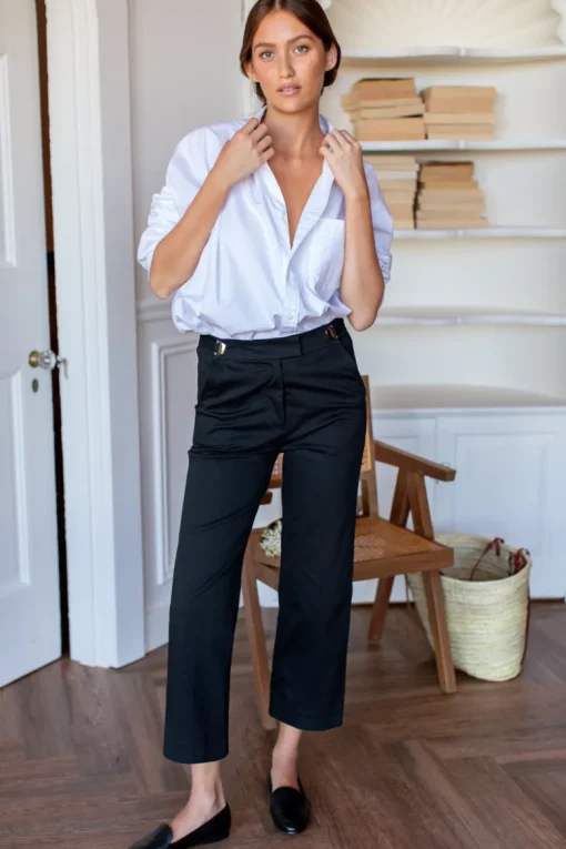 Fashion Emerson Fry Essential Black Twill Pant Bottoms