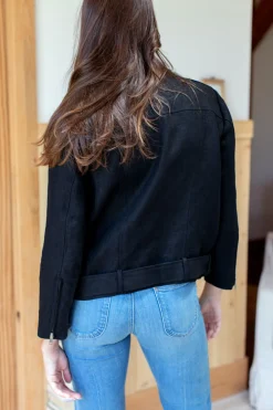 Online Emerson Fry Irving Moto Jacket - Black Linen Outerwear