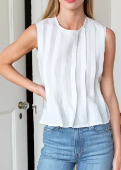 Clearance Emerson Fry Plait Long Top in White Tops