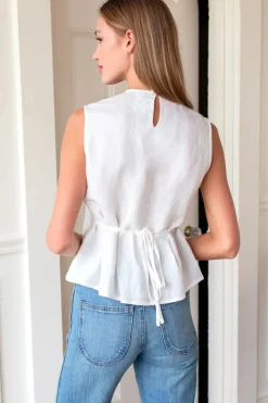 Clearance Emerson Fry Plait Long Top in White Tops