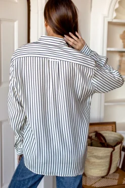 Discount Emerson Fry Ryan Shirt in Ivory Stripe Silk Tops