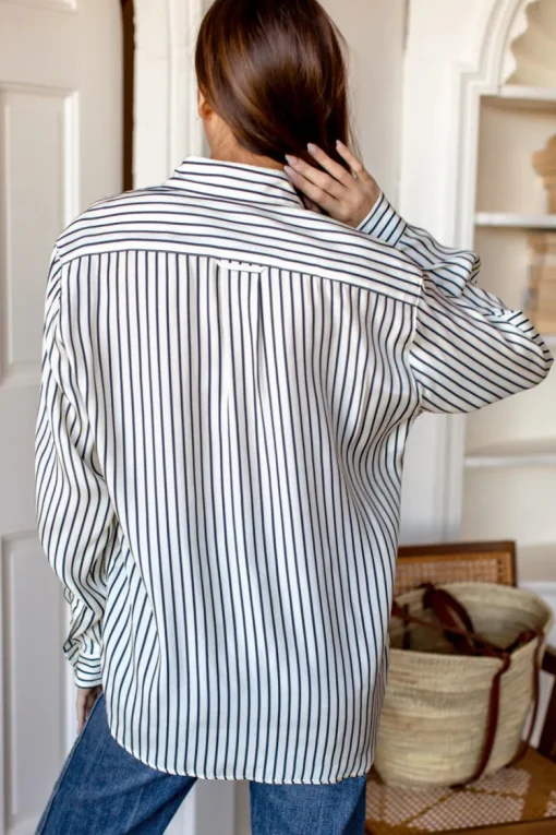 Discount Emerson Fry Ryan Shirt in Ivory Stripe Silk Tops