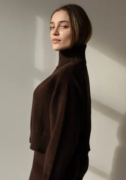Fashion First Rite Cotton Crop Knit Walnut Tops