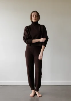 Fashion First Rite Cotton Crop Knit Walnut Tops