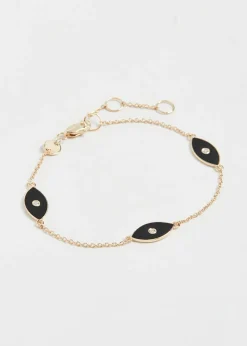 Clearance Jennifer Zeuner Nazar Romy Bracelet in Gold/ Black Enamel Handmade Jewelry