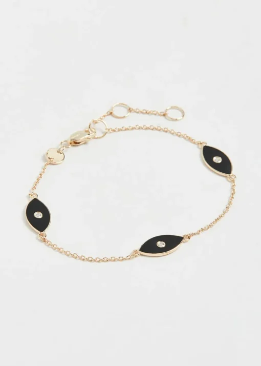 Clearance Jennifer Zeuner Nazar Romy Bracelet in Gold/ Black Enamel Handmade Jewelry