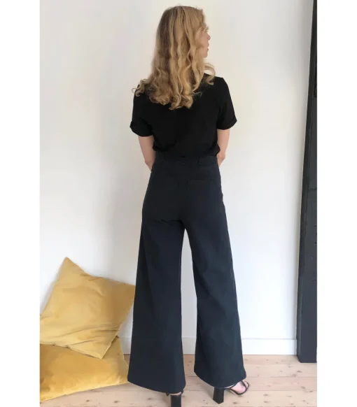 Outlet Long Sabrina Denim Pants | Black Bottoms