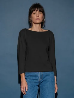 Fashion Nation LTD Amelie Envelope Neck Top in Jet Black Tops