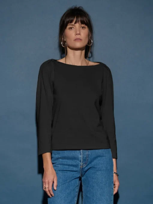 Fashion Nation LTD Amelie Envelope Neck Top in Jet Black Tops