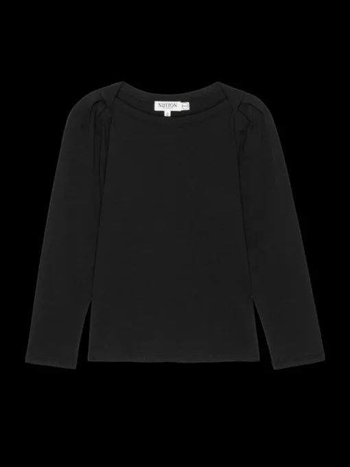 Fashion Nation LTD Amelie Envelope Neck Top in Jet Black Tops