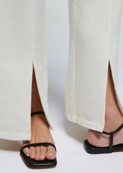 Clearance Nation LTD Lincoln Front Slit Knit Pant in Porcelain Bottoms