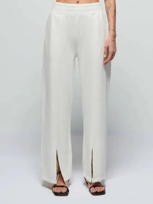 Clearance Nation LTD Lincoln Front Slit Knit Pant in Porcelain Bottoms
