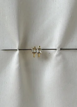 Clearance Otiumberg Domino White Topaz Huggies in 9kt Solid Gold Handmade Jewelry