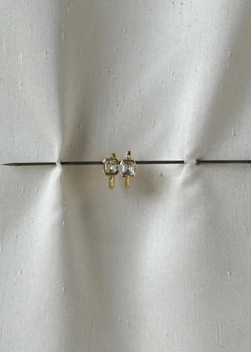 Clearance Otiumberg Domino White Topaz Huggies in 9kt Solid Gold Handmade Jewelry
