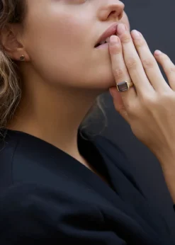 Best Otiumberg Smokey Quartz Domino Ring in 9kt Solid Gold Handmade Jewelry