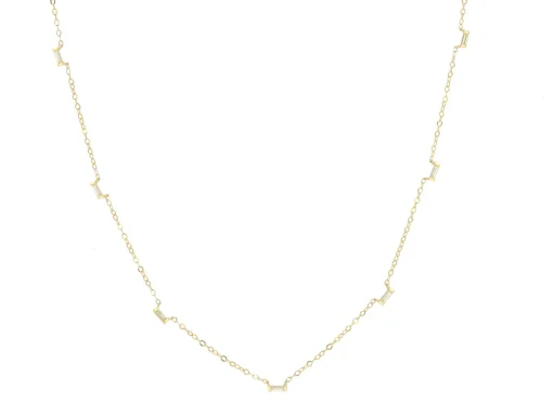Discount Rachel Reid Diamond Baguette Fine Gold Layering Necklace Handmade Jewelry