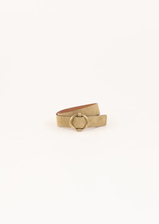 Hot Sessun Tisao Suede Leather Belt in Amande Accessories