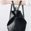 Fashion The Folded Leather Backpack Black Accessories