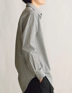 Outlet The New Oxford in Black Stripe Cotton Tops