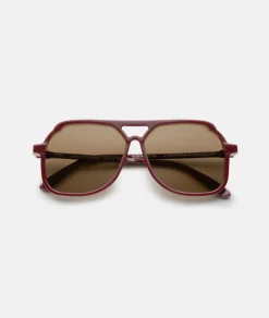Outlet VITO OXBLOOD RED / oversized, dark red aviator sunglasses Accessories