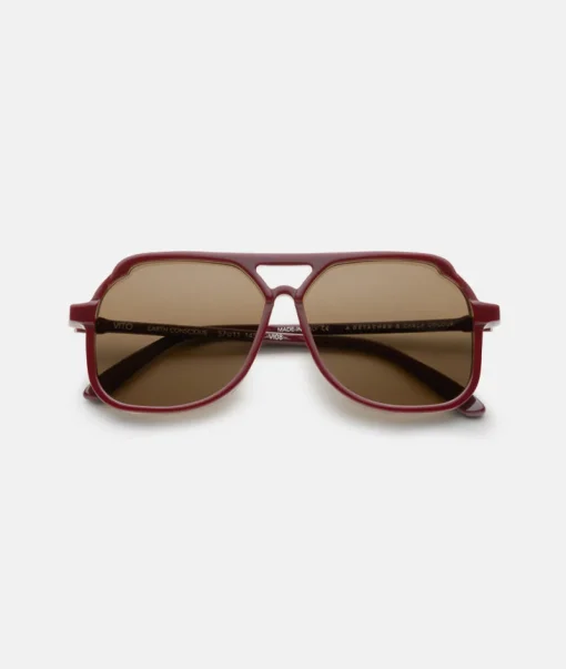 Outlet VITO OXBLOOD RED / oversized, dark red aviator sunglasses Accessories