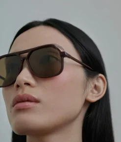 Outlet VITO OXBLOOD RED / oversized, dark red aviator sunglasses Accessories