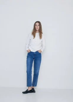 Online Yerse Cotton Ruffle T-Shirt in White Tops